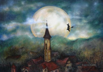 Fantasía popular Painting - volar a la luna fantasía